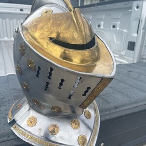 New Steel & Copper Gold and Silver Medieval Metal Helmet Actual Life Size